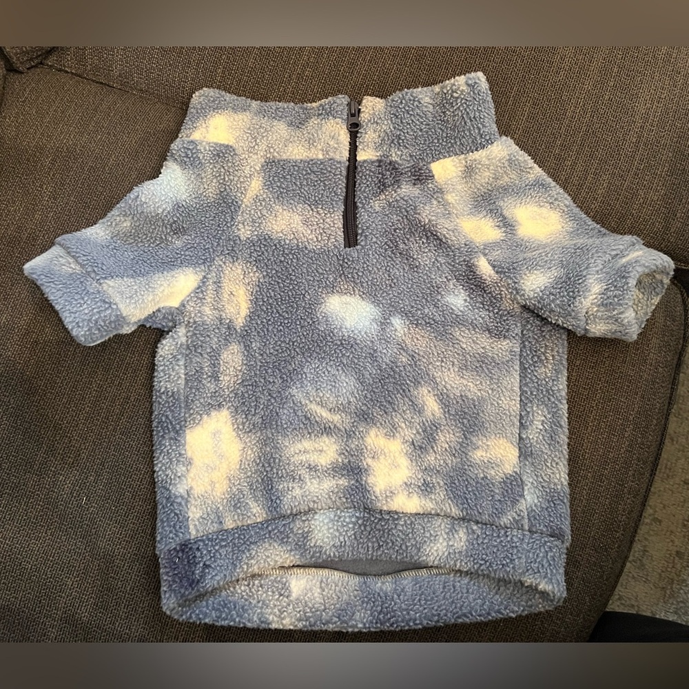 Offline by Aerie Blue Tie Dye Dog Fleece Quarter Zip